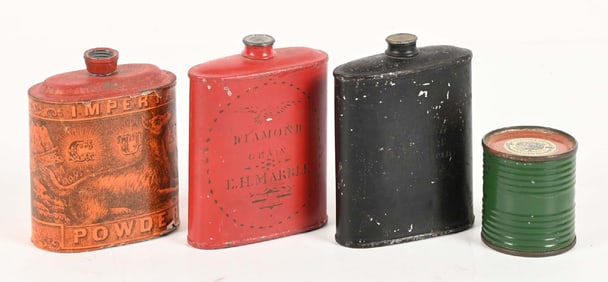 LOT OF 4: POWDER TINS.