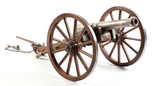 (A) CIVIL WAR SCALE REPLICA CANNON ON CARRIAGE.