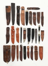 LARGE LOT OF MISCELLANEOUS KNIFE SCABBARDS.