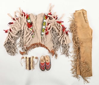 LOT OF NATIVE AMERICAN BEADWORK.