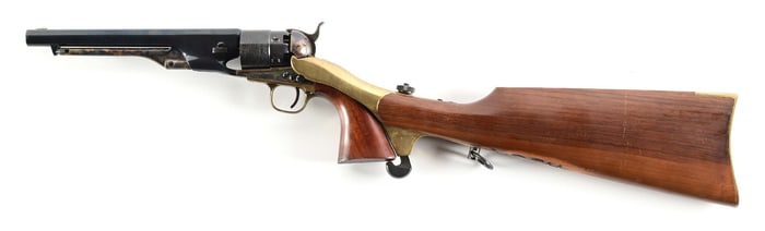 (A) 2ND GENERATION COLT MODEL 1860 ARMY PERCUSSION REVOLVER WITH STOCK.