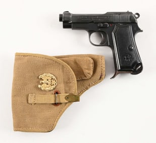 (C) ITALIAN ARMY MARKED BERETTA MODEL 1934 SEMI-AUTOMATIC PISTOL WITH HOLSTER