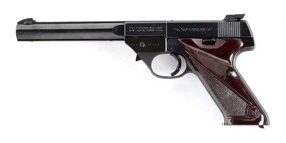 (C) EARLY HI-STANDARD SUPERMATIC SEMI AUTOMATIC TARGET PISTOL WITH BOX.