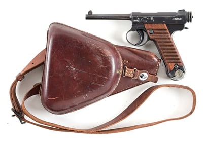 (C) JAPANESE NAGOYA MANUFACTURED NAMBU TYPE 14 8MM NAMBU SEMI-AUTOMATIC PISTOL WITH HOLSTER.