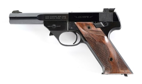 (C) HIGH STANDARD OLYMPIC .22 SHORT SEMI-AUTOMATIC TARGET PISTOL WITH BOX.