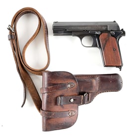 (C) NAZI STAMPED FEMARU MODEL 37 .32 ACP SEMI-AUTOMATIC PISTOL WITH HOLSTER.
