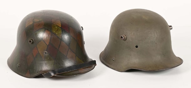 LOT OF 2: IMPERIAL GERMAN M16 STAHLHELMS.