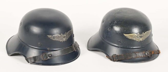 LOT OF 2: GERMAN WWII LUFTSCHUTZ HELMETS.