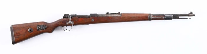 (C) GUSTLOFF-WERKE BCD 42 CODE K98 MAUSER BOLT ACTION RIFLE (1942).
