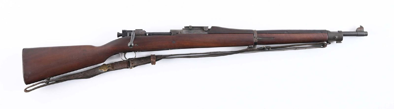 (C) REBUILT U.S. SPRINGFIELD MODEL 1903 BOLT ACTION RIFLE.: The Springfield receiver dates to circa 1935. The barrel is stamped RIA 5-22 with bomb. The stock is a WWII field replacement scant style. The forearm is a pre-WWI high hump with the inside cut out. T