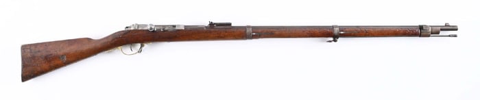 (A) AMBERG MODEL 1871 MAUSER BOLT ACTION RIFLE.