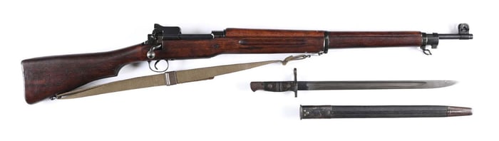 (C) REBUILT US REMINGTON M1917 BOLT ACTION RIFLE WITH BAYONET.