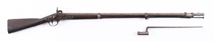 (A) NEW HAMPSHIRE MARKED A. WATERS MODEL 1816 PERCUSSION CONVERTED MUSKET WITH BAYONET.