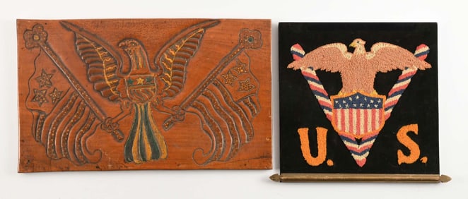 LOT OF 2: PIECES OF US WWI-WWII FOLK ART.