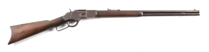 (A) WINCHESTER MODEL 1873 LEVER ACTION RIFLE.