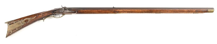 (A) INCISE CARVED PERCUSSION KENTUCKY RIFLE ATTRIBUTED TO JONATHANC DUNMEYER.