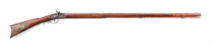 (A) LEMAN LANCASTER PERCUSSION KENTUCKY RIFLE.