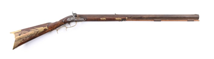 (A) CUSTOM HALF STOCK PERCUSSION RIFLE BY B. GURTEK, DATED 2004.