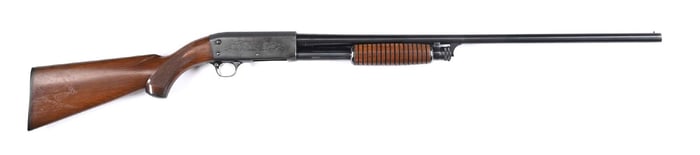 (C) ITHACA MODEL 37 SLIDE ACTION SHOTGUN IN 16 GAUGE.