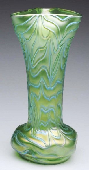 Loetz Vase with Creta Formosa Décor.: Circa 1905. Large pinch form. Beautiful example. Condition (Near Mint). Size 10 - 1/2" T.