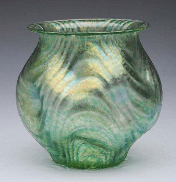 Loetz Light Green Oceanic Art Glass Vase.: Circa 1910. Wide mouth vase. Beautiful color. Condition (Near Mint). Size 5 - 3/4" T.