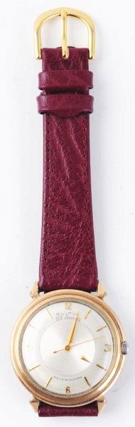 Bulova Self-Winding Wrist Watch.: 1950s. 23 jewels. Mystery dial. Self-winding. 10K gold-filled. Case # D856814. Condition: 7.