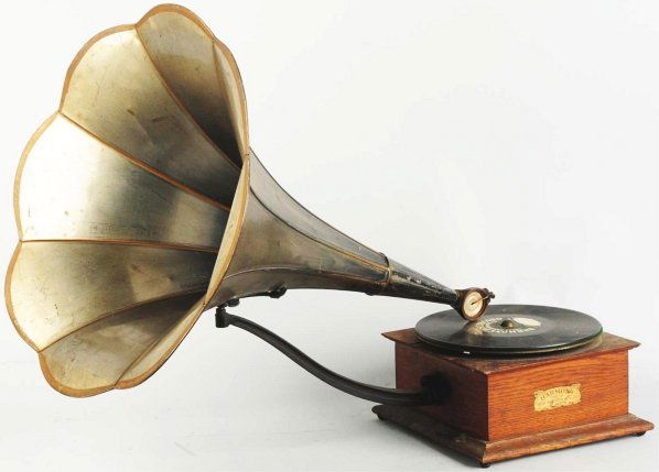 Harmony Organ.: Horn is present and Harmony disc included. Condition (Good). Size 11" x 11".