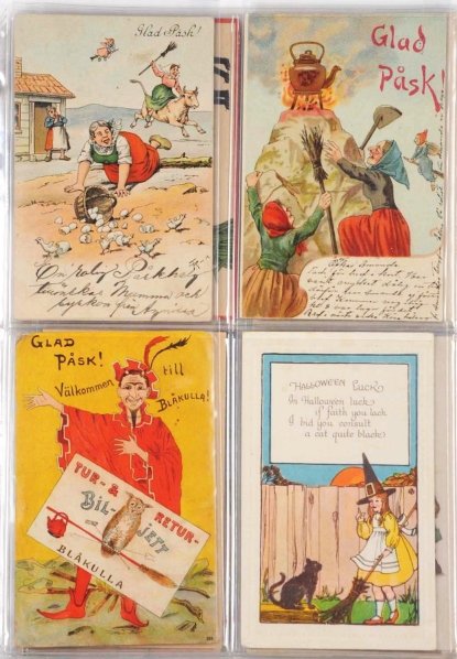 Lot of 20: Halloween & Easter Witch Postcards.: Publishers include Gibson, Gottschalk, and a clown series by Stecher. Condition (Near Mint).