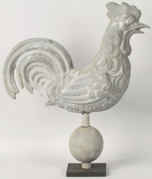 French Copper Rooster Weathervane.: On metal stand. Condition (Excellent). Size 20" T.