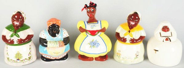 Lot of 9: Modern African American Cookie Jars.: Largest: 12" T. (Excellent).