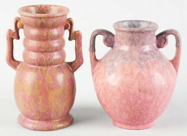 Lot of 2: Carnelian II Pieces.: The shorter of the two vases has some factory bubbling. Condition (Very Good). Size Largest: 8 - 1/4" T.