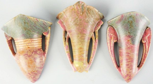 Lot of 3: Red Carnelian II Wall Pockets.: Condition (Excellent). Size Largest: 9" T.