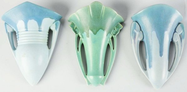 Lot of 3: Blue Carnelian I Wall Pockets.: Includes two blue and one green. Condition (Excellent). Size Largest: 8 - 1/2" T.
