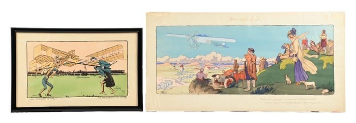 PAIR OF AVIATION LITHOGRAPHS