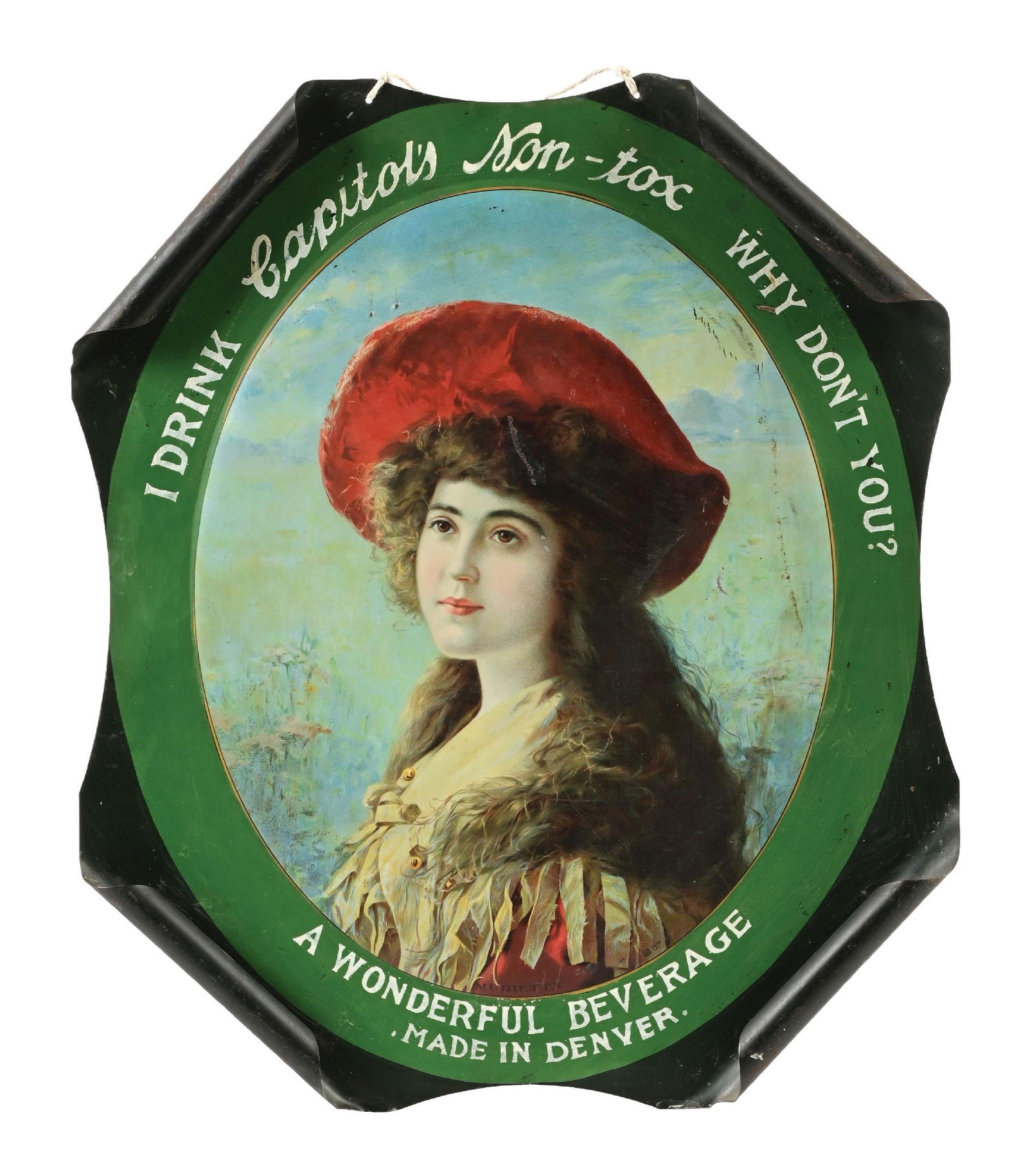I DRINK CAPITOLS NON-TOX TIN SIGN W/ WOMAN GRAPHIC (1 of 2)