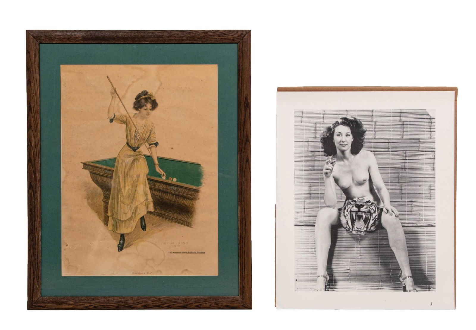 PAIR OF BEAUTIFUL WOMAN PAPER LITHOGRAPHS (1 of 3)