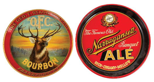 PAIR OF O.F.C. STAGG CO. & NARRAGANSETT ALE SERVING TRAYS (1 of 2)