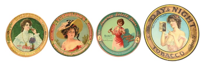 COLLECTION OF 4: COCA-COLA, YUENGLING, PENNY'S, & DAY AND NIGHT TIP TRAYS