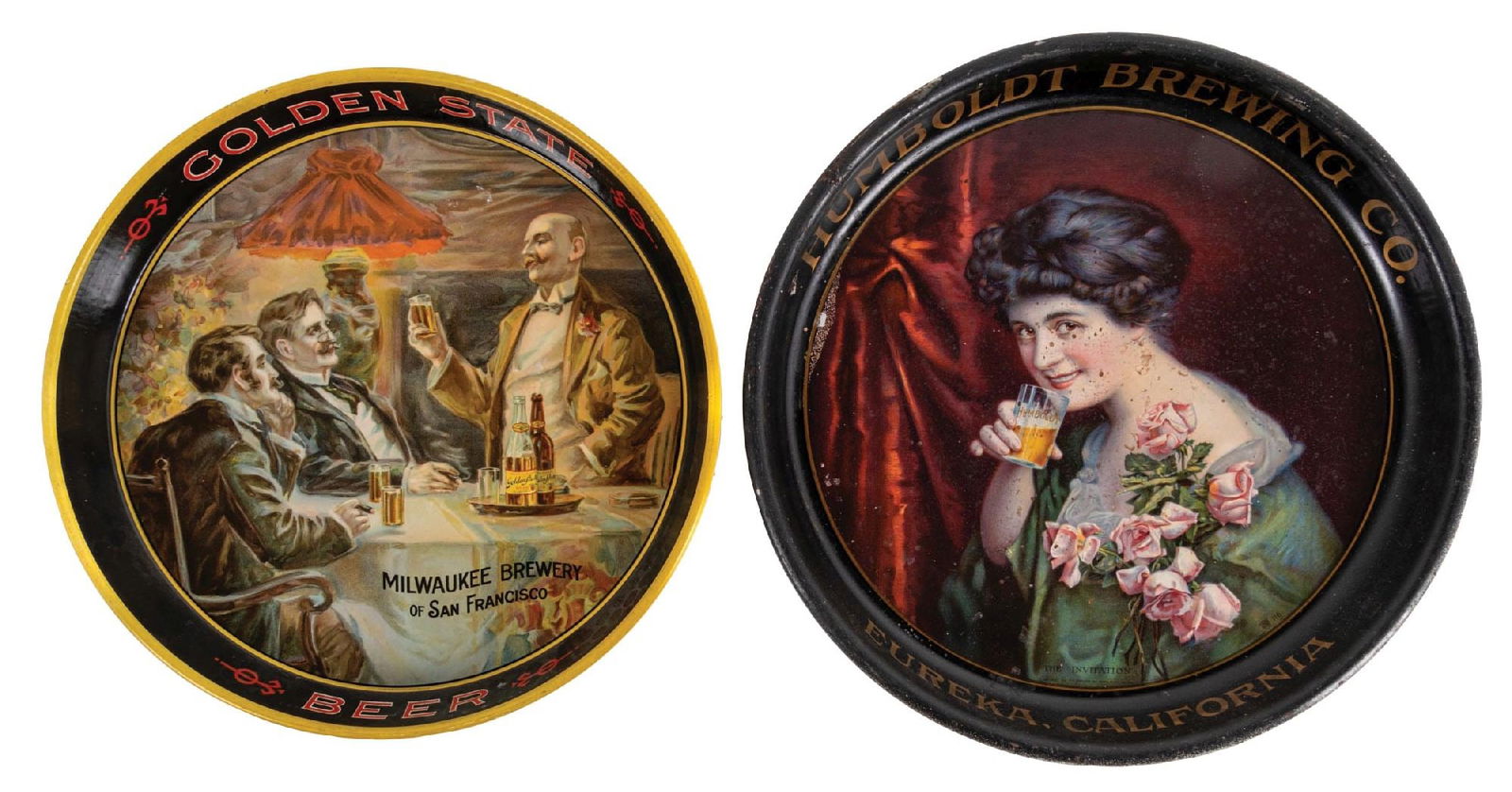 PAIR OF HUMBOLDT BREWING CO. & GOLDEN STATE SERVING TRAYS (1 of 2)