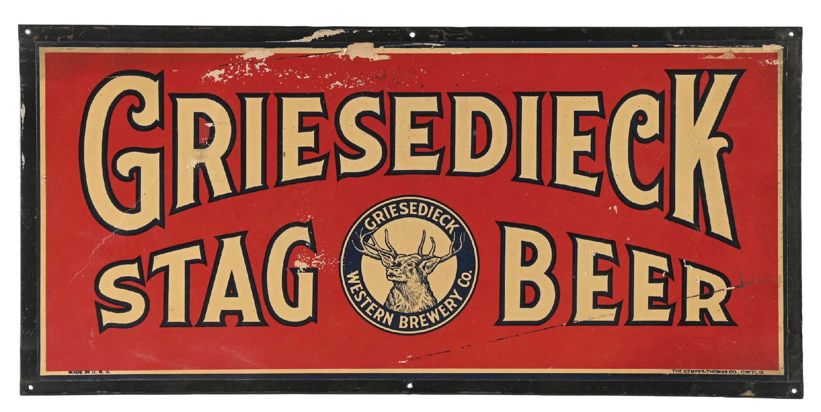 GRIESEDIECK STAG BEER SIGN W/ DEER GRAPHIC (1 of 4)