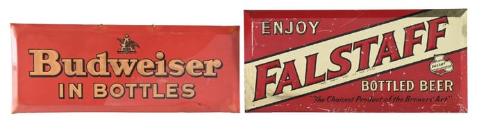 COLLECTION OF 2: BUDWEISER AND FALSTAFF BEER SIGNS.