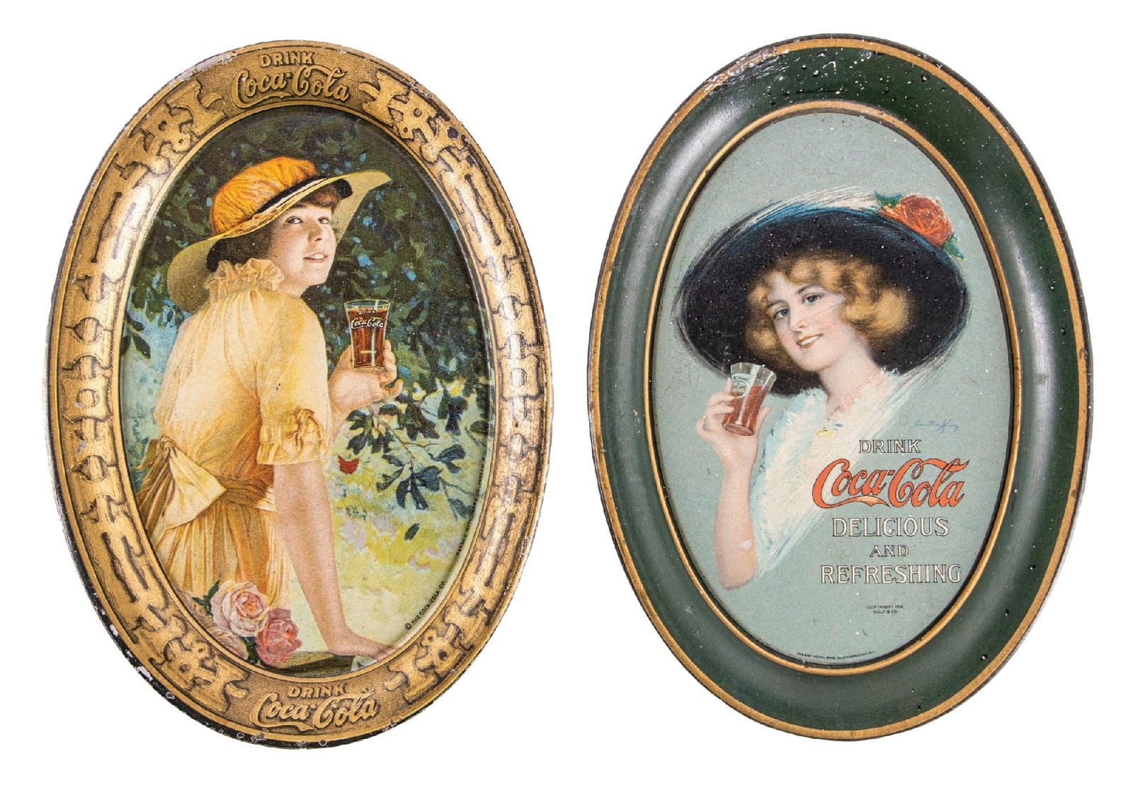 PAIR OF COCA-COLA LITHOGRAPHED TIN TIP TRAYS (1 of 2)