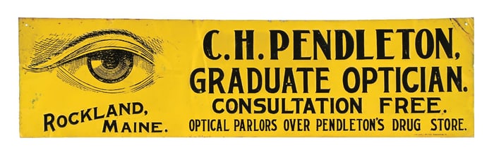 C.H. PENDLETON GRADUATE OPTICIAN SIGN W/ EYE GRAPHIC