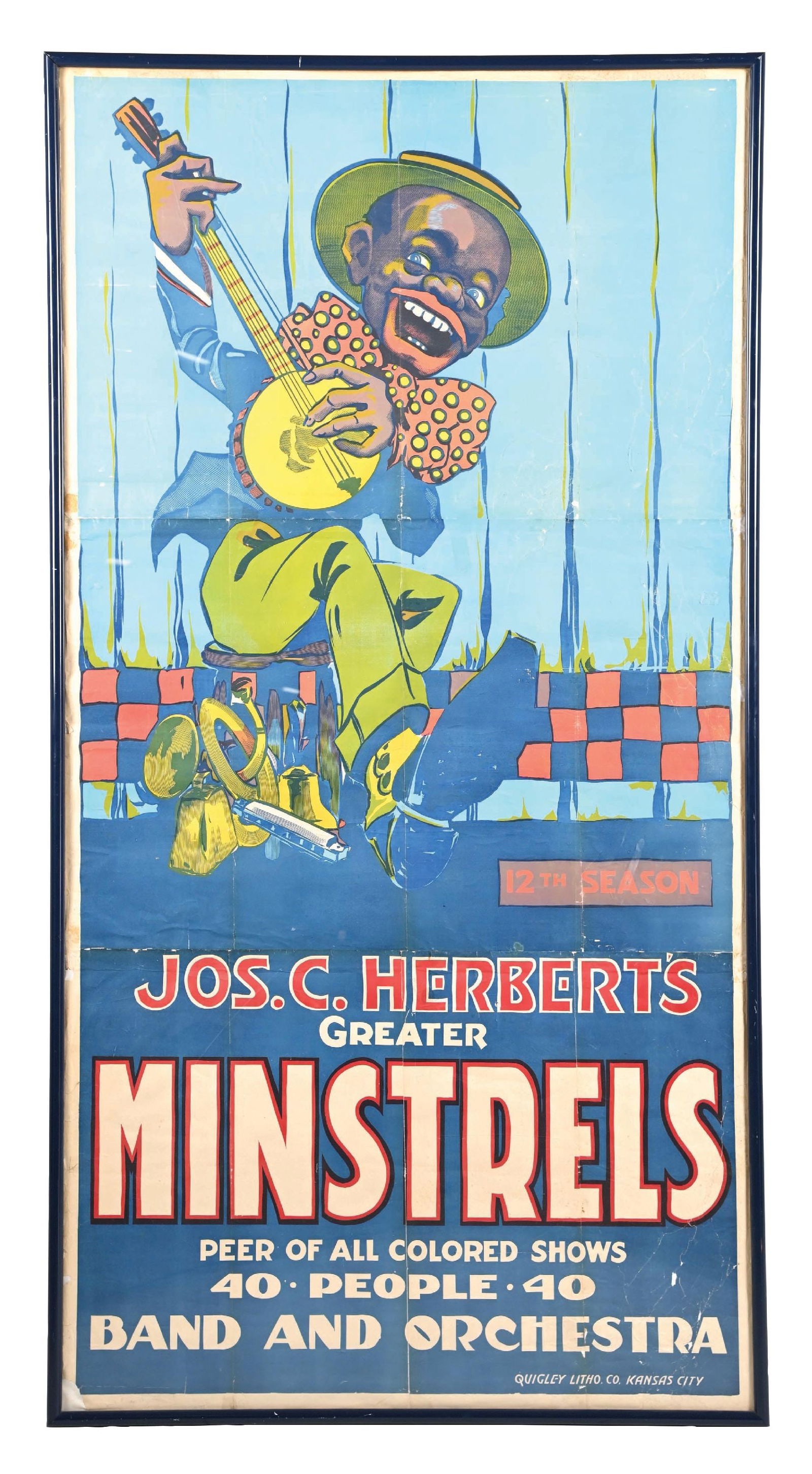 JOS. C. HERBERT'S GREATER MINSTRELS LARGE FRAMED POSTER (1 of 4)