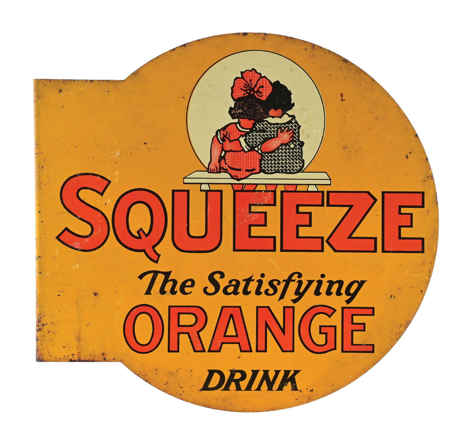 SQUEEZE THE SATISFYING ORANGE DRINK FLANGE SIGN (1 of 2)
