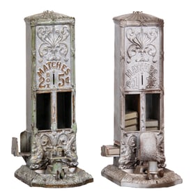 PAIR OF NORTHWESTERN SELLEM BOXED MATCH VENDING MACHINES