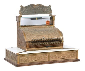 NATIONAL CASH REGISTER NO. 40-2 SERIAL #227357 BRASS WITH EXTENDED BASE & DRAWERS