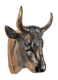 BULLS HEAD METAL BUST. (1 of 4)