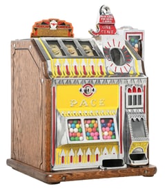 1¢ PACE BANTAM BELL SLOT MACHINE WITH SIDE VENDOR.