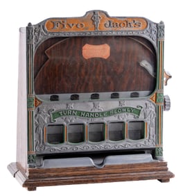 1¢ ROCK-OLA FIVE JACKS COUNTER POCKET TRADE STIMULATOR